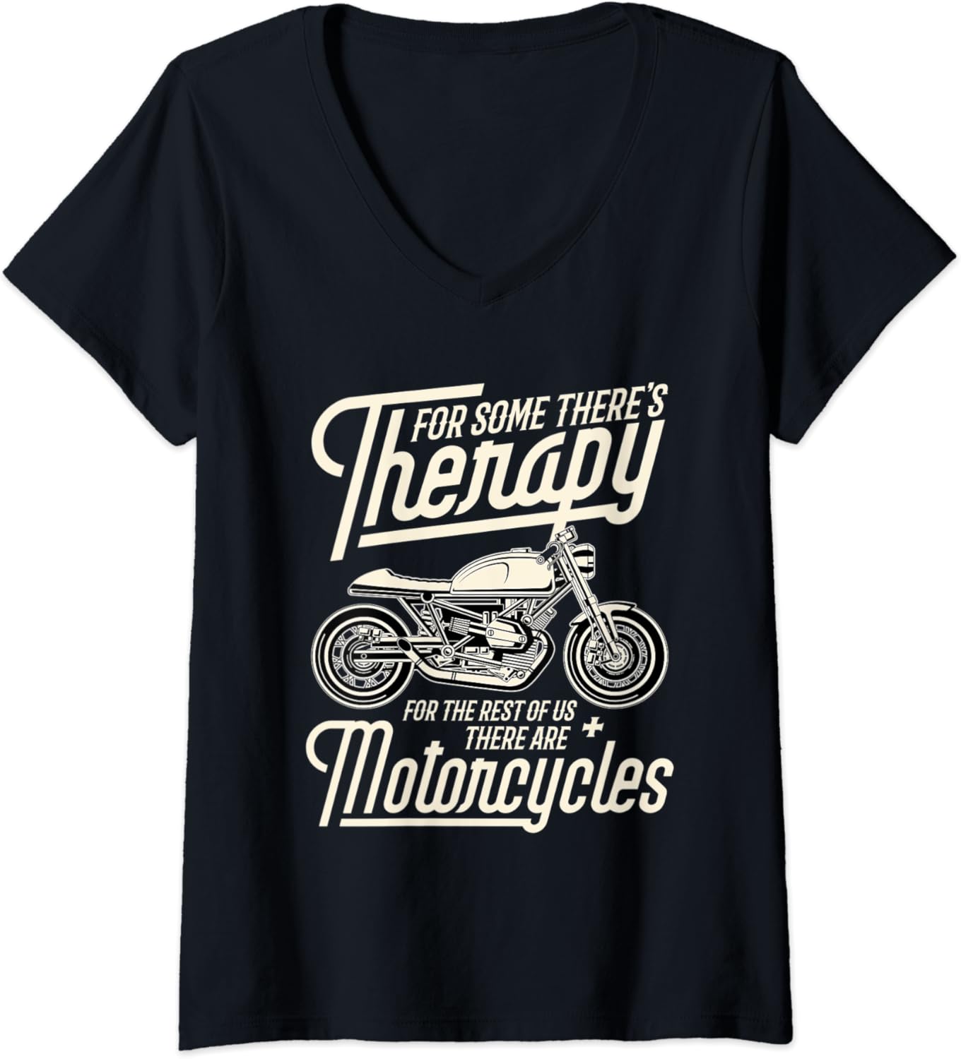 Womens Funny Motorcycle Rider Therapy Vintage Biker Gift VNeck TShirt Clothing